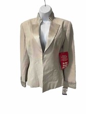NWT Sag Harbor Notes Women Long SleeveBlazer Beige ,Beans,Size 8 12