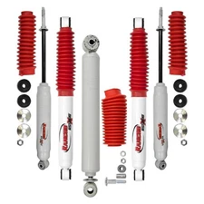 Rancho RS5000X Front & Rear Shocks with Steering Stabilizer for Ram 3500 0" Lift