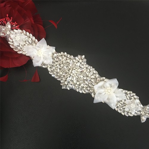 Seide Blumen Kostüm Motiv Perlen Hochzeit Applikation Strass Tanzend Kleid Rand - Bild 7 von 7