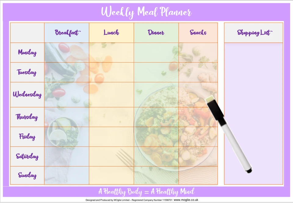 Weekly Meal Planner PIC A4 - Home Family Food Planner Shopping List Reusable - Image 4 of 4