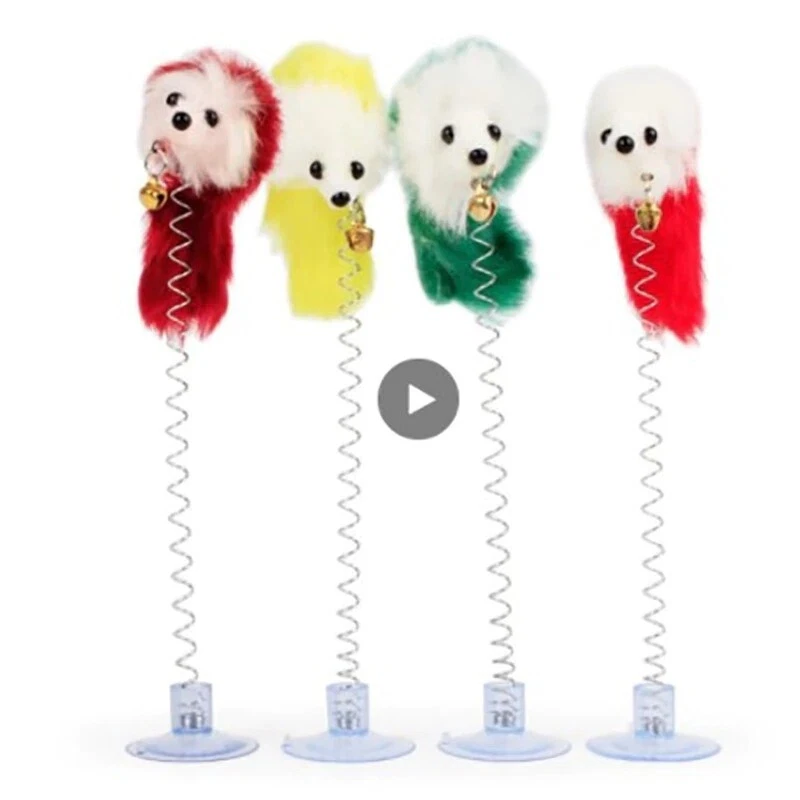 Feather Stick Spring Bell Suction Mouse Cat Interactive Pet Tool Multi color Toy