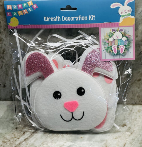 Happy Easter White Bunny Felt Wreath Decoration Kit-Brand New-SHIPS N 24 HOURS - Picture 3 of 4