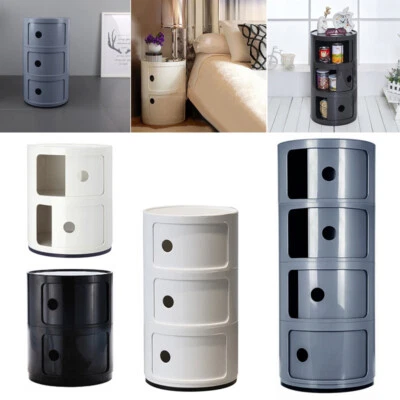 CYLINDER CABINET ROUND CUPBOARD DRAWER ABS STORAGE UNIT BATHROOM BEDROOM STAND
