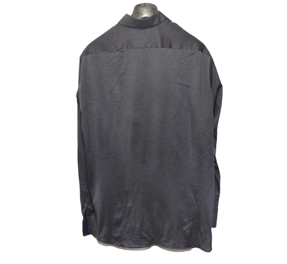 Camisa de vestir ZILLI 44 17,5 algodón gris/algodón púrpura 100 % AUTÉNTICA para hombre Foto 4 de 4