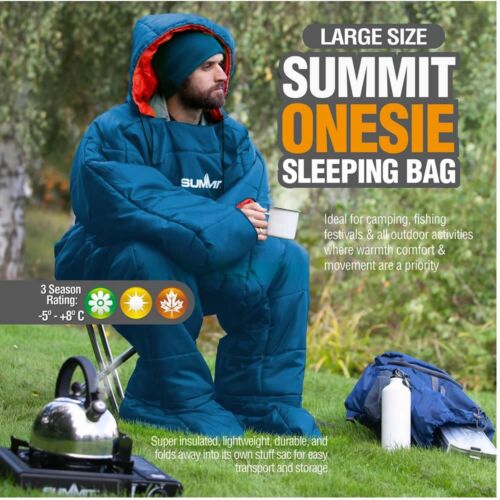 Adult Warm 1 Full Sleeping Bag Body Suit Blue Large Summit BUY 1 GET 1 FREE !! - Picture 2 of 3