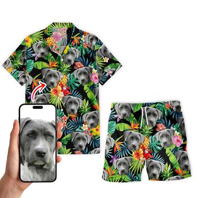 Personalize Pet Hawaiian Shirt Set, Custom Dog Face Pineapple