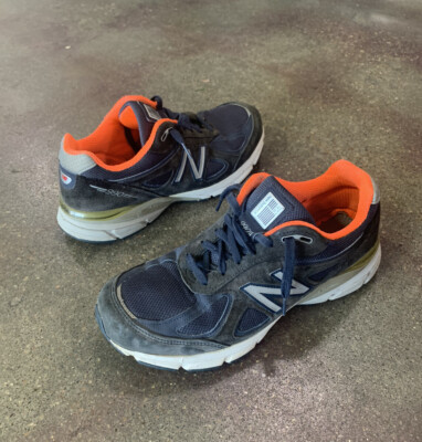 New Balance USA 990 v4 Mens Size 9 Navy Blue & Orange Suede