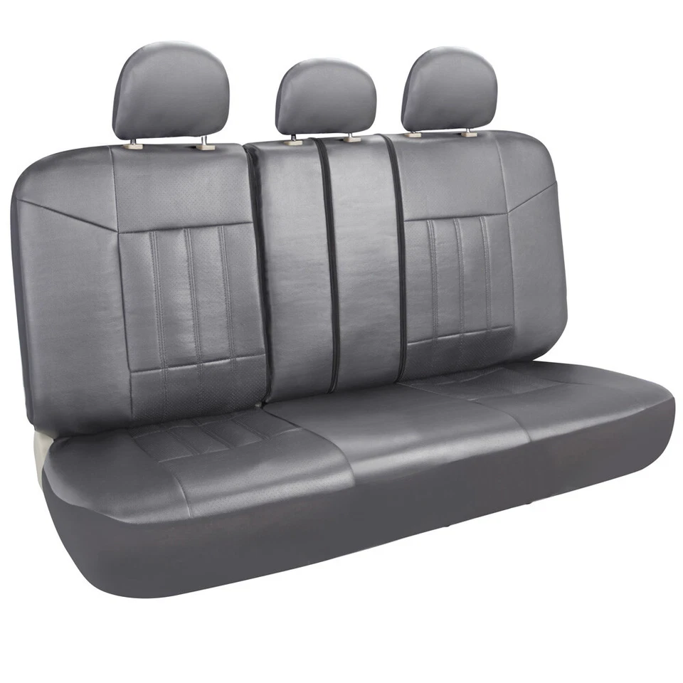 Juego de fundas de asiento de cuero sintético gris protector delantero + trasero para Honda Chevy Toyota Foto 3 de 3
