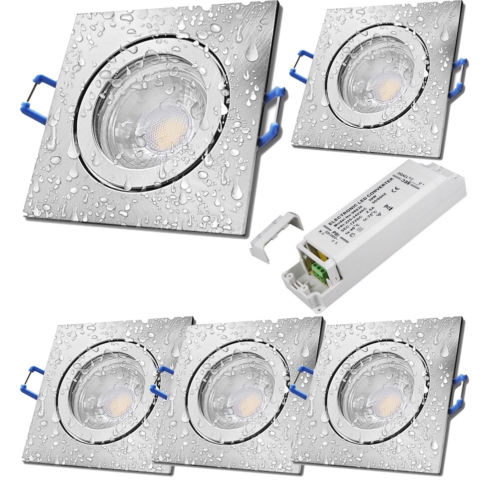 LED Einbauspots 12V IP44 4er Set - 4000K Neutralweiß Mit Trafo Für Bad & Küche