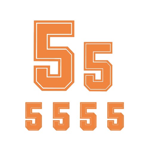 6pcs Set Bold Border Font Vinyl Heat Transfer Iron On Jersey Number Baseball - Picture 57 of 81