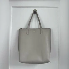 Mark Graham Grey EVERYDAY ITALIAN LEATHER ZIPPER TOTE 