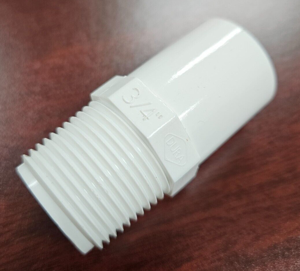 Dura PVC Pipe Fitting Male Adapter Schedule 40 3/4" NPT Male x 3/4 spigot Fittng