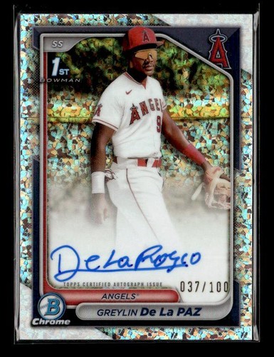 2024 Bowman Chrome #CPA-GD Greylin De La Paz Auto Mini Diamond Refractor #/100