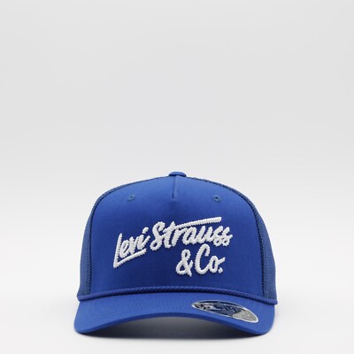 Levi's Men's Adjustable Embroidered Flex Fit Trucker Cap Blue One Size