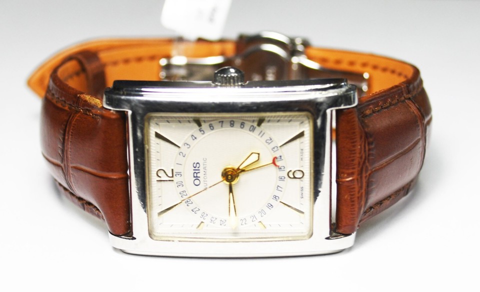 Oris Pointer Rectangular 26mm Stainless Swiss Automatic Date Wristwatch ...