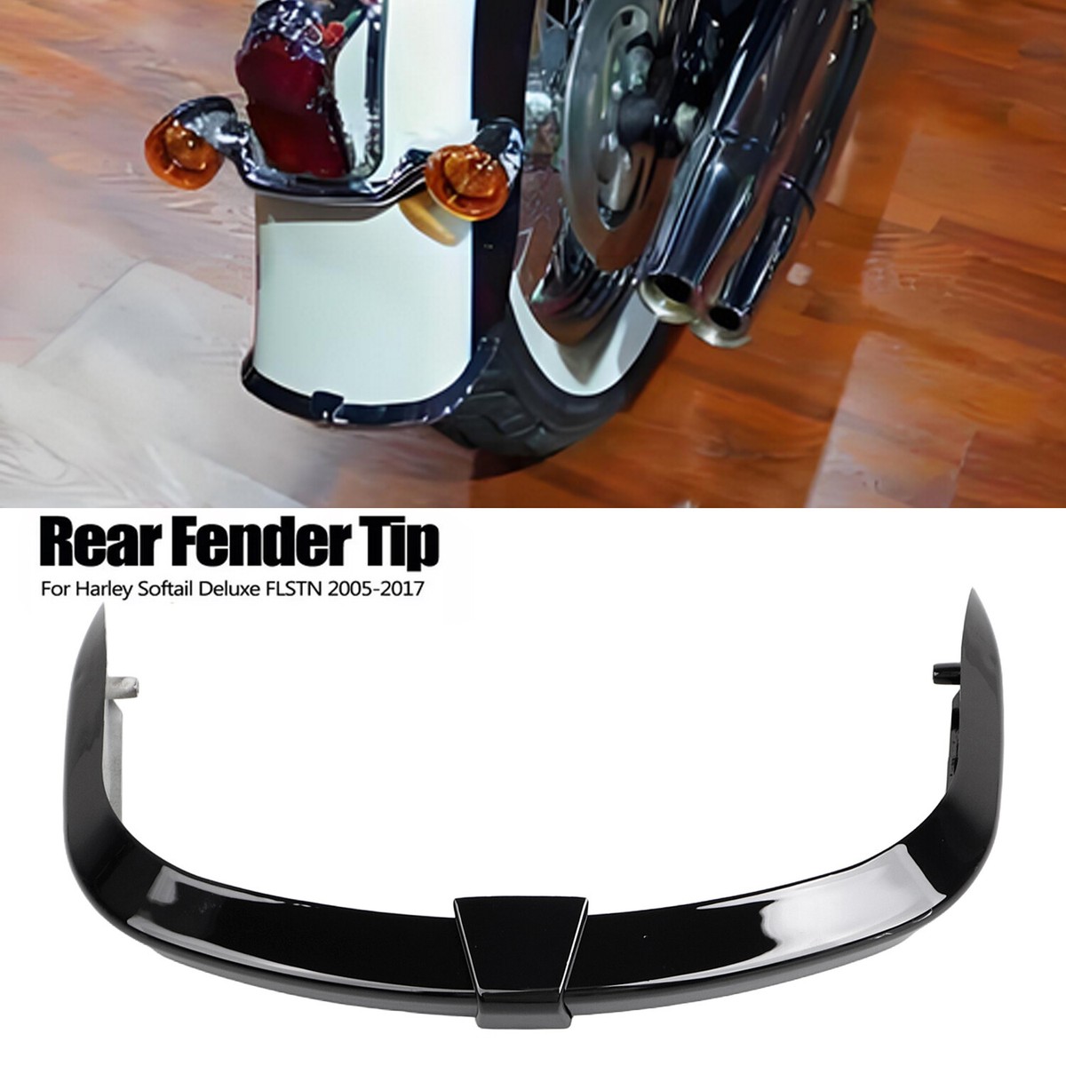 Black Rear Mudguard Edge Fender Trim Tip For Harley Softail Deluxe