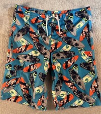 OP Ocean Pacific Boys Size XL 14 16 Blue Surfboard Print Swim Trunks