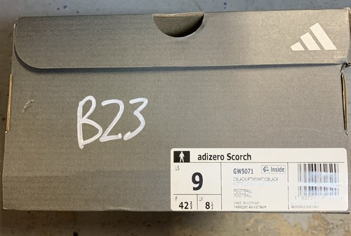 Botín de fútbol Adidas Adizero Scorch GW5071 - negro/blanco para hombre talla 9 nuevo en caja - Imagen 9 de 9