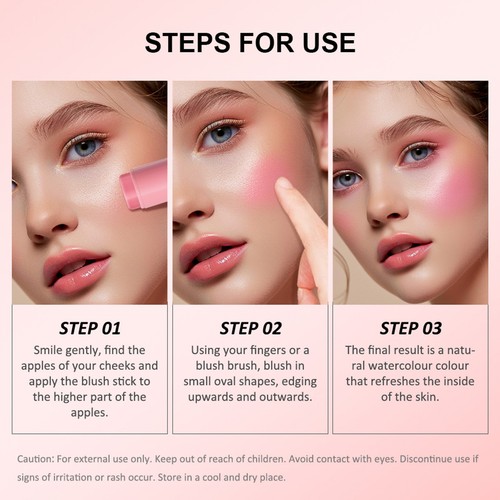 Cream Blush Balm for Cheeks Lips Makeup Stick Cheek Blush Hydrating Lipstick - Picture 8 of 17
