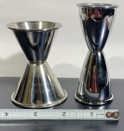Set Vintage Doppio Lato Jigger Metallo Barware Acciaio Inox Made In USA - Foto 9 di 9