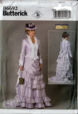 Butterick 6692 Victorian Renaissance Costume Pattern 2Pc Gown Misses Plus New