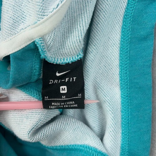 Nike Vest Girls Medium Blue Teal Hooded Cardigan Sweatshirt Open Draped Tie - Picture 12 of 15