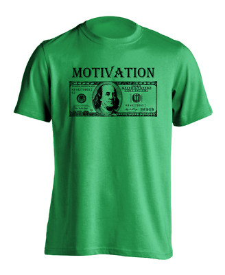 New Men's Motivation Money T-Shirt Franklin 100 Dollar Bill Graphic Sports Tee