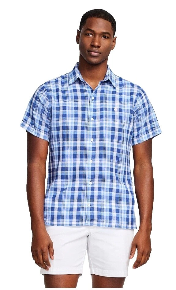 IZOD Linen Casual Button-Down Shirts for Men