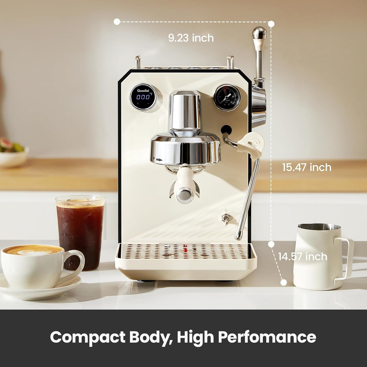 Owl 15 Bar Espresso Machine with Milk Frother, Ivory White, G3006
