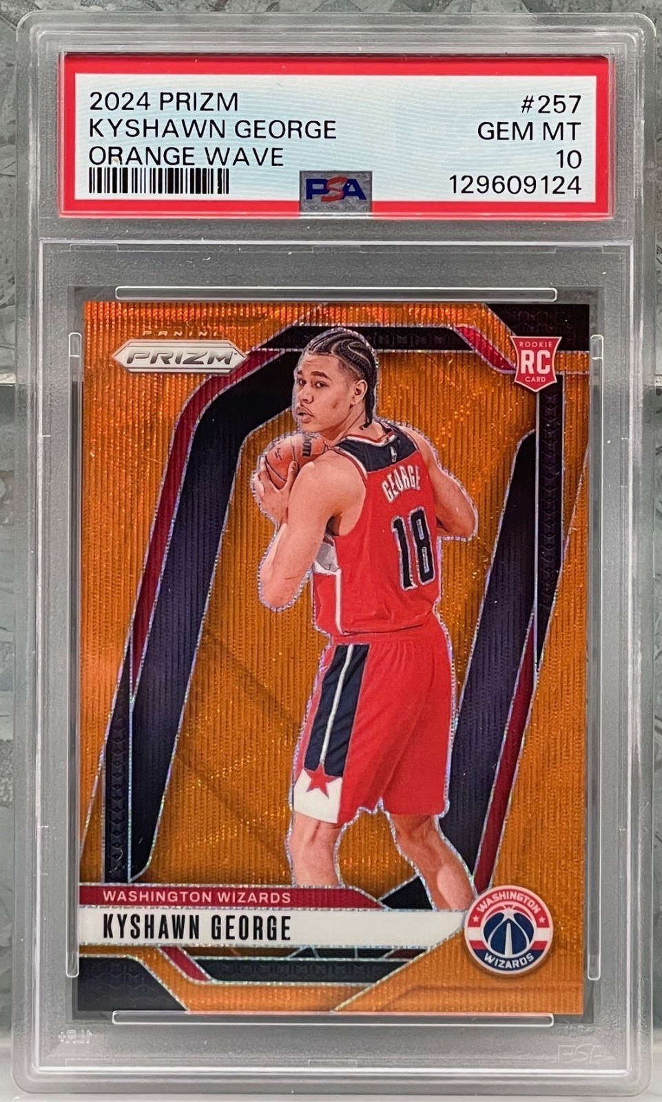 2024 PANINI PRIZM ORANGE WAVE #257 KYSHAWN GEORGE ROOKIE RC 8/60 PSA 10