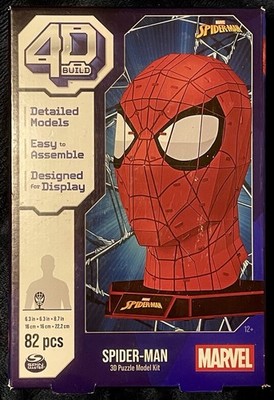 4D Build Marvel Spider-Man 82pc 3D Puzzle Model Kit & Display Stand! Spin Master