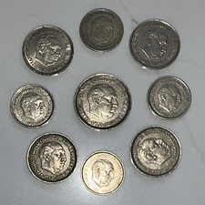 FRANCO 1957 SPANISH PESETA COINS : 1 @ 50 PTAs, 4 @ 25 PTAs and 4 @ 5 PTAs