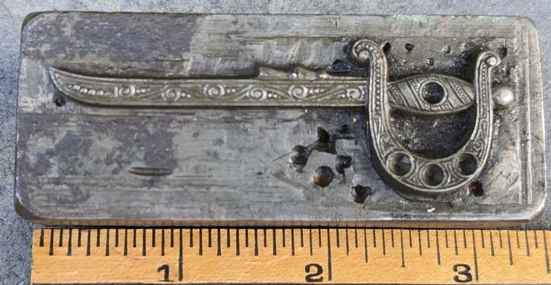 Antique Steel Mold Die Hub Stamp Jewelry Tool Pendant Sword Blade D Guard 