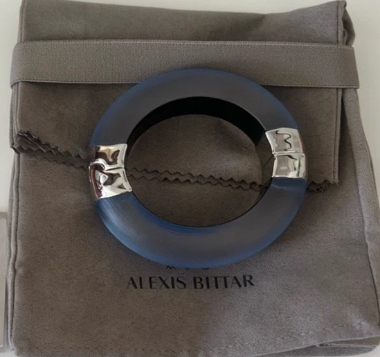 Pulsera bisagra grande de lucita fundida ALEXIS BITTAR - azul/plateado Foto 2 de 4