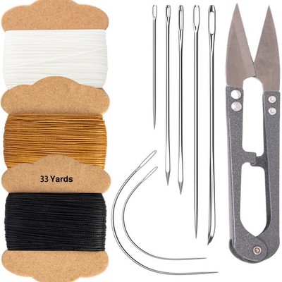 Upholstery Repair Kit, Bonded Round Waxed Thread Set with Heavy Duty Sewing N...