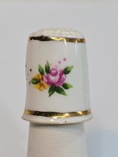 Flower Bouquet on White Background Thimble Fine Bone China Gold Rings Taiwan