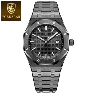 Men's Fashion Quartz Watch Date Stainless Steel Wristwatches Waterproof Luminous
