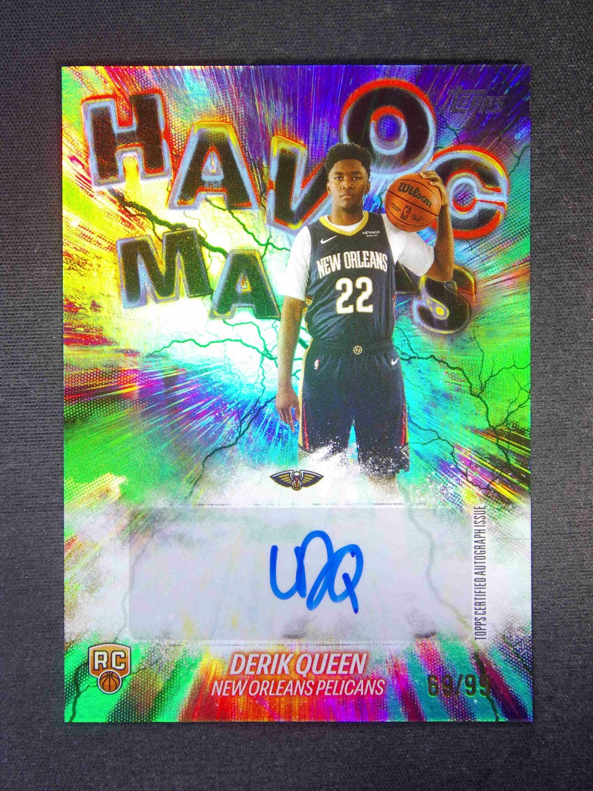 2025-26 Topps Flagship NBA Derik Queen RC Havoc Marks Auto Green Rainbow /99