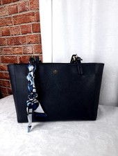 Tory Burch Navy Saffiano Tote with Blue-White...