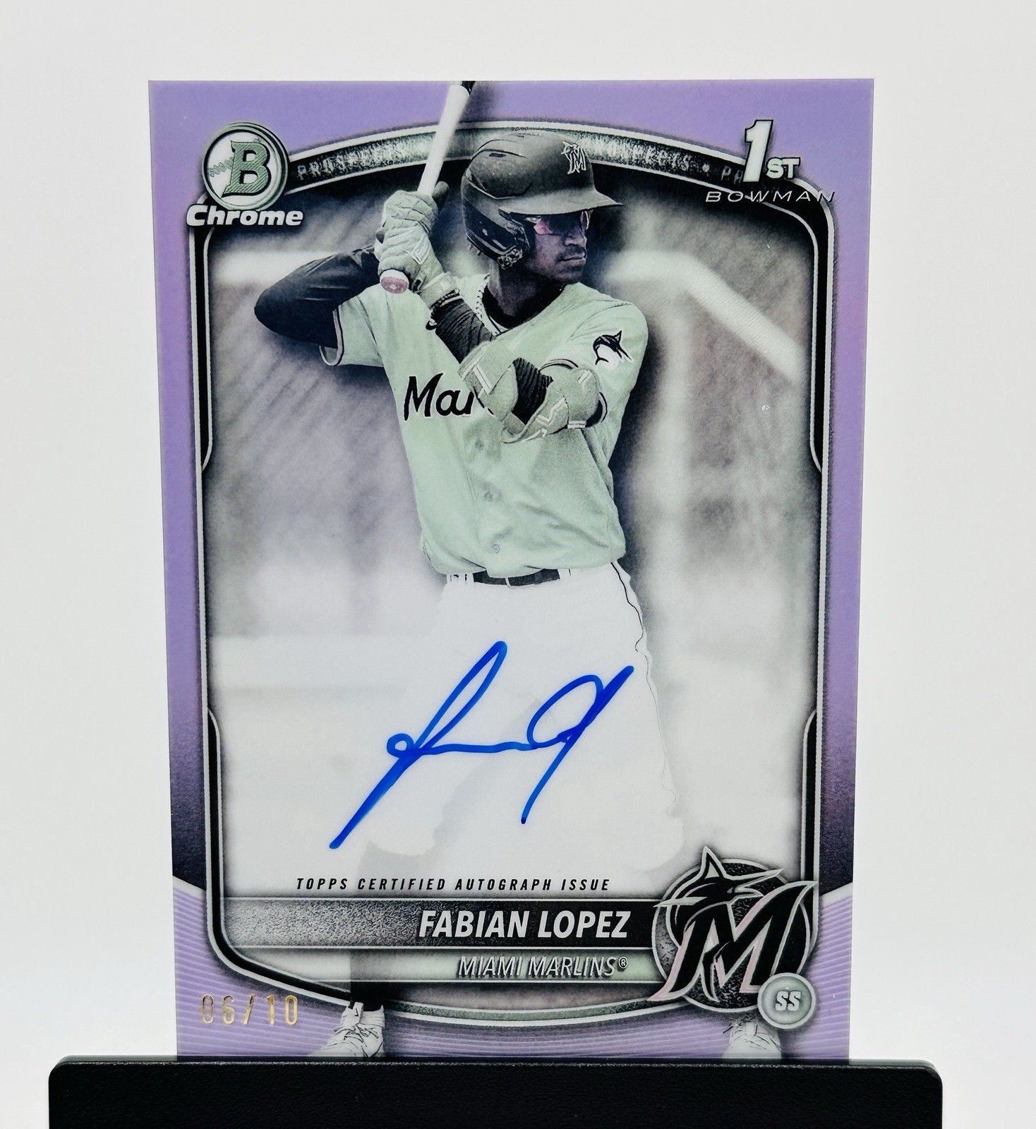 2025 Bowman Chrome Fabian Lopez 1st Bowman Auto Pearl Refractor /10 Mint! CPA-FL