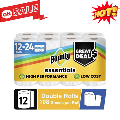 Bounty Essentials Select-A-Size Double Roll Paper Towels 2-ply White 12 Pack