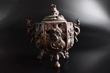 S9081: Japanese Copper GOURD Water bottle INCENSE BURNER Buddhist art