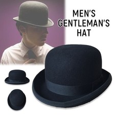 Men's Wool Black Bowler Hat Gentleman Hat S/M/L/XL Fedora Casual Fashion