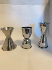 Set of 3 Stainless Steel Double Jiggers – Cocktail & Bartending Measuring Tools