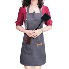 Apron for Men Women with Adjustable Straps and Large Pockets, Canvas Cotton C...