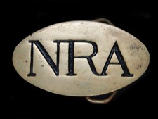 TE03162 VINTAGE 1970s  NRA  NATIONAL RIFLE ASSOCIATION SOLID BRASS BELT BUCKLE