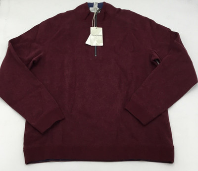 Tommy Bahama Men's Flip Side Half Zip Sweater, Ruby Wine Heather, Medium