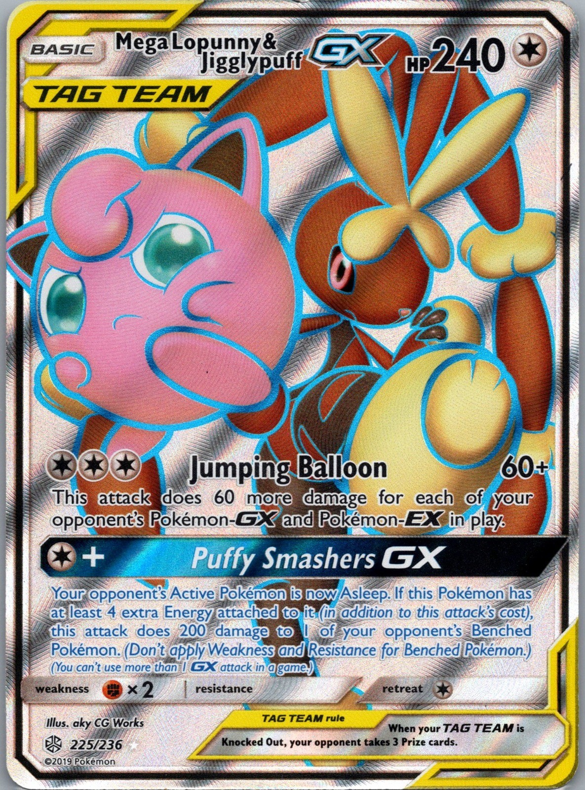 Mega Lopunny & Jigglypuff GX (Full Art) SM - Cosmic Eclipse 225/236 NM