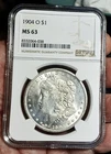 1904 O Morgan Silver Dollar, NGC MS 63 Grade, Great Gift,