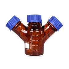 Amber Glass HPLC Purging Storage Bottle 4-Neck Brown Mobile Phase liquid Reactor
